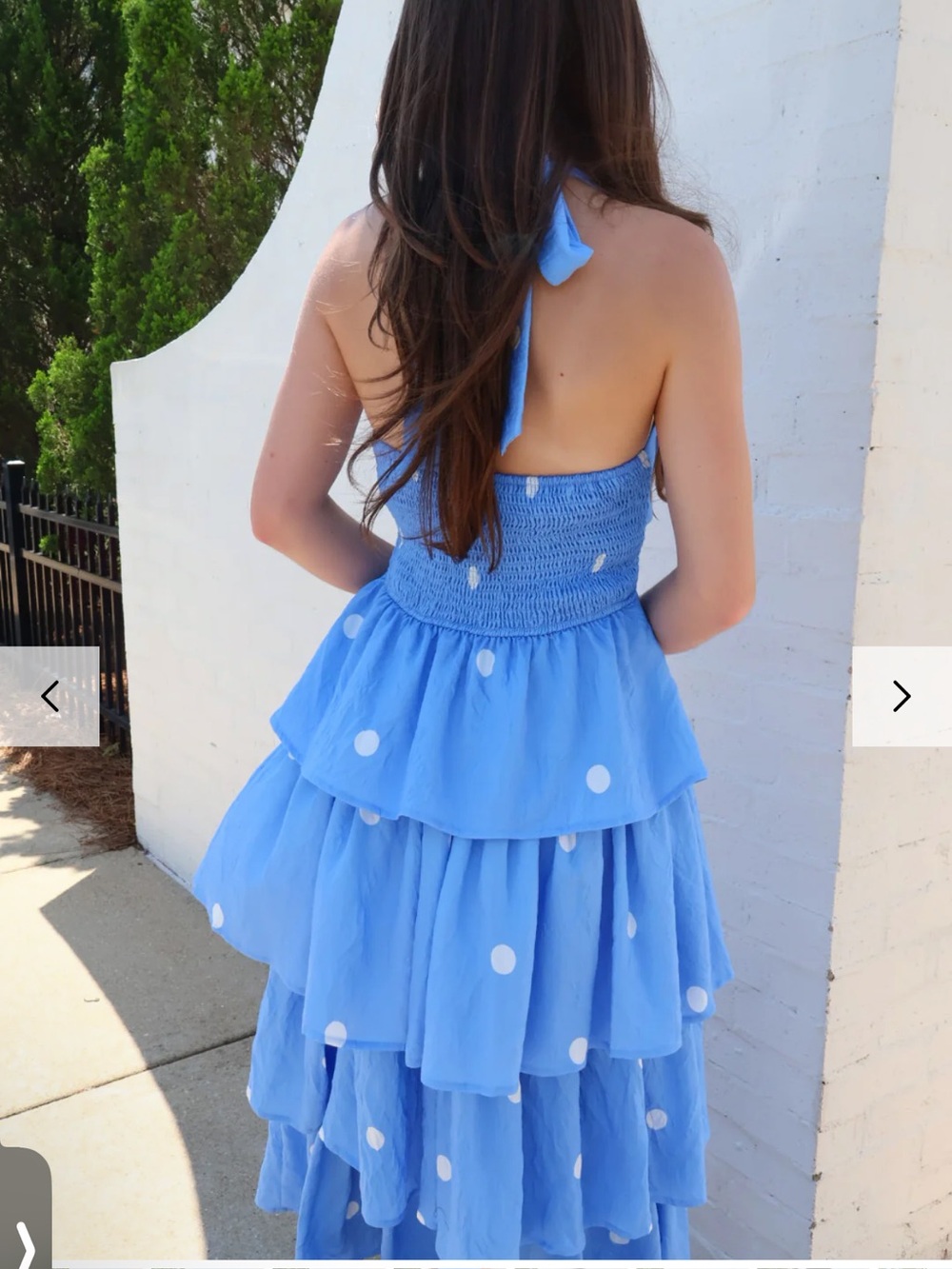 NWT Entro Boutique Blue Polka Dot Halter Tiered Maxi Dress Sz S M L - Picture 7 of 10